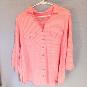 pink striped 3/4 sleeve top